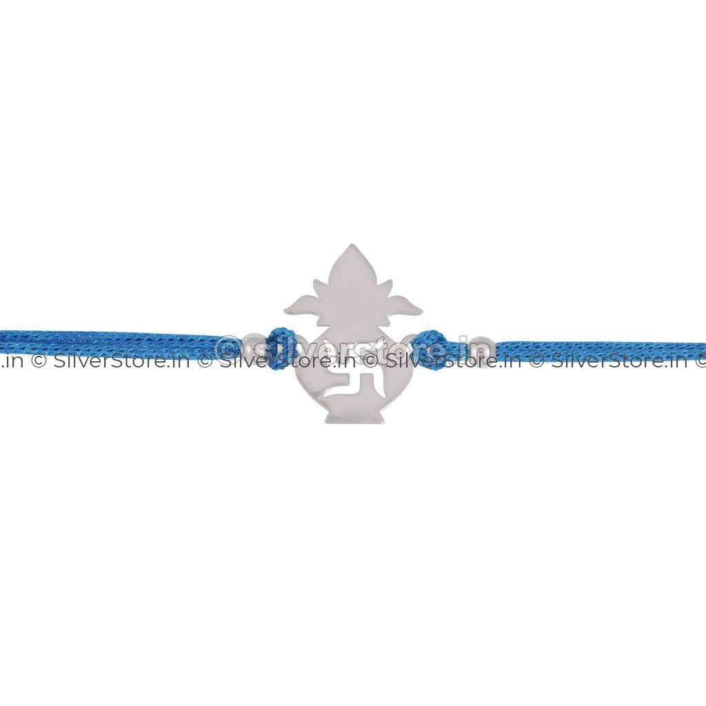 Silver Rakhi For Bother-Swastik In Kalash Pattern-R14