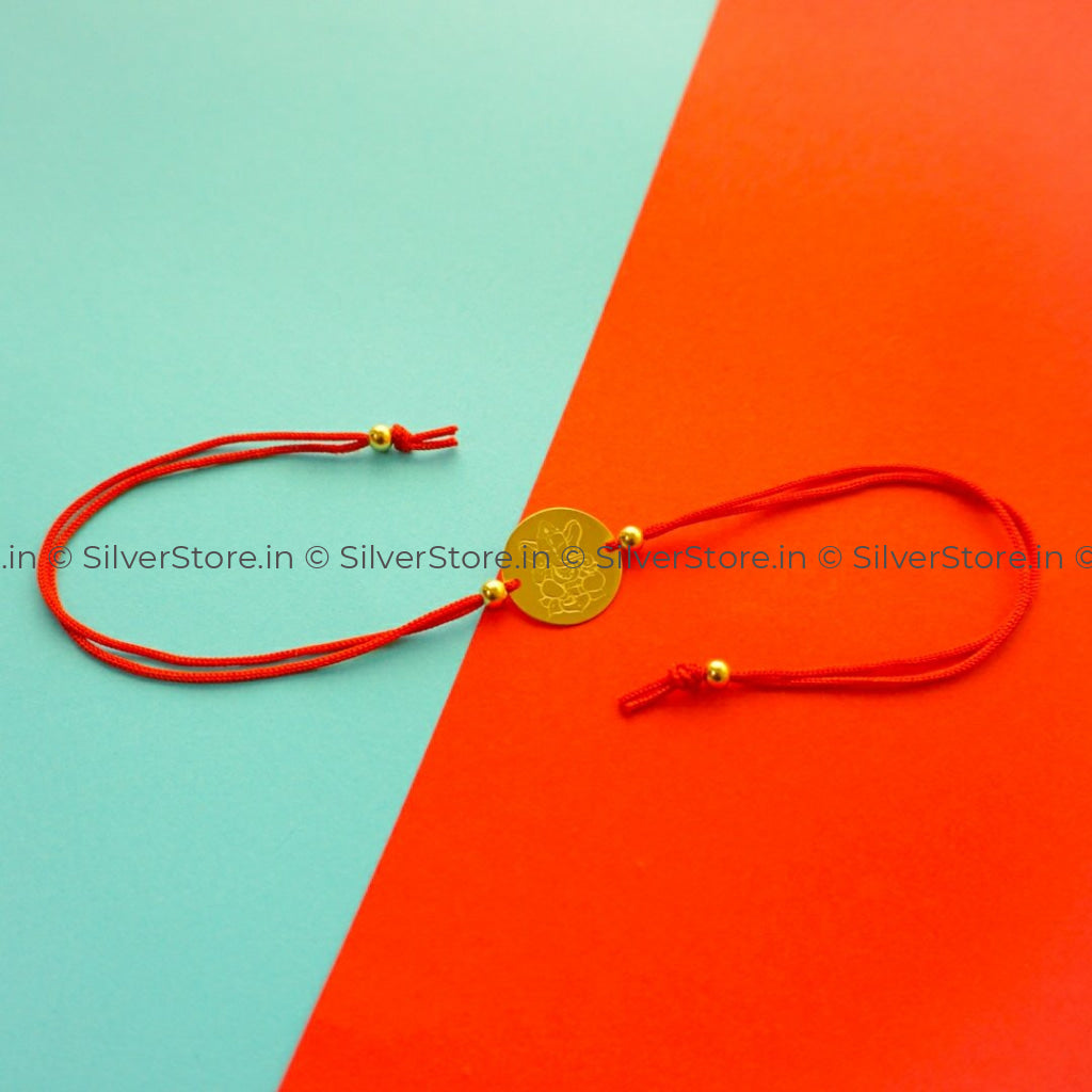 Silver Rakhi For Brother - Ganesh Pattern R1