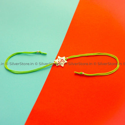 Silver Rakhi For Brother - Ganesh Pattern R8