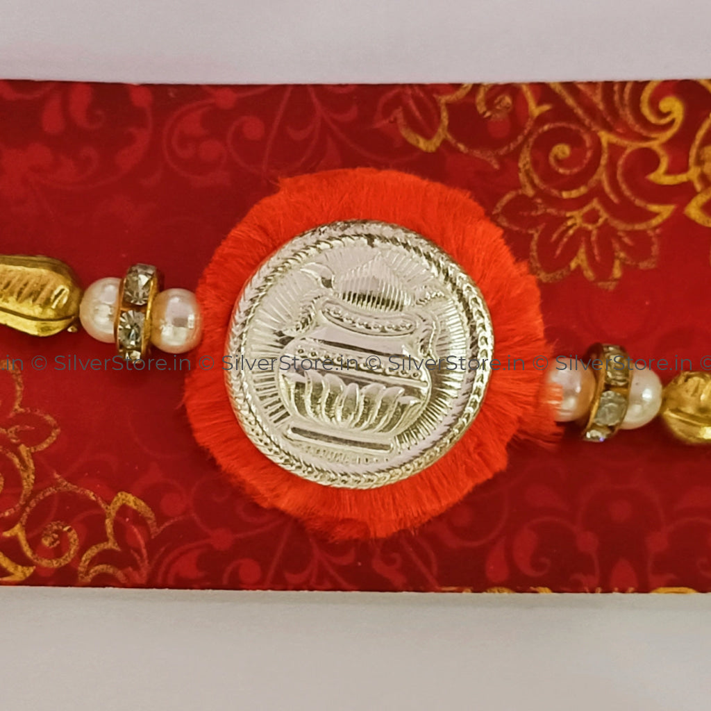 Silver Rakhi For Brother - Kalash Pattern-R22