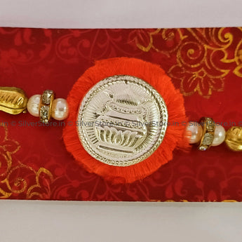 Silver Rakhi For Brother - Kalash Pattern-R22