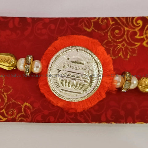 Silver Rakhi For Brother - Kalash Pattern-R22
