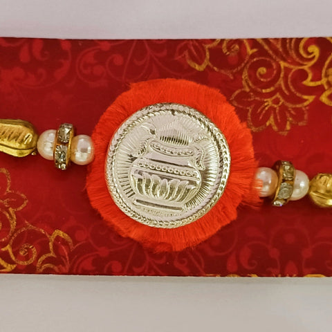 Silver Rakhi For Brother - Kalash Pattern-R22