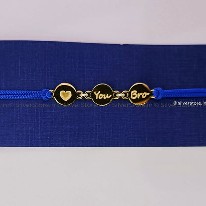 Silver Rakhi For Brother-Love You Bro Pattern-R9