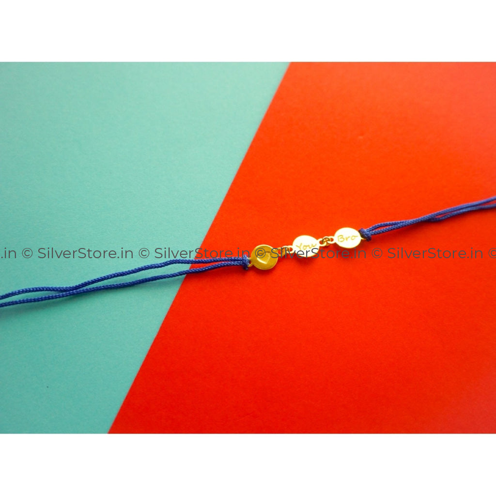 Silver Rakhi For Brother-Love You Bro Pattern-R9