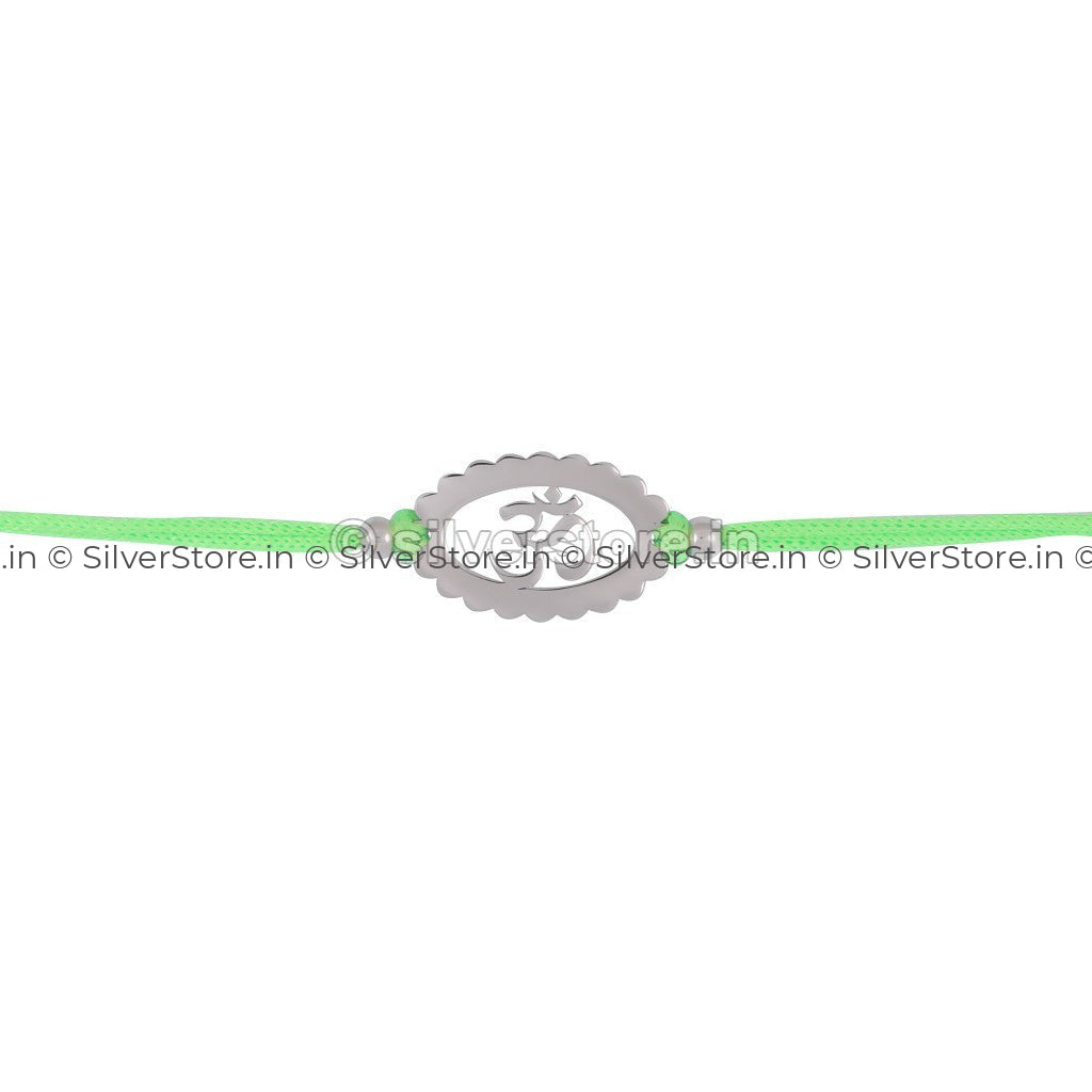 Silver Rakhi For Brother - Om Pattern R16