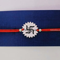 Silver Rakhi For Brother - Swastik Pattern R2