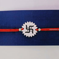 Silver Rakhi For Brother - Swastik Pattern R2