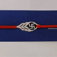 Silver Rakhi For Brother - Swastik Pattern R3