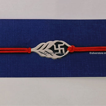 Silver Rakhi For Brother - Swastik Pattern R3