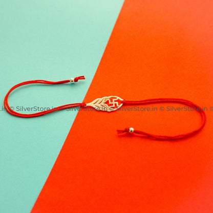 Silver Rakhi For Brother - Swastik Pattern R3