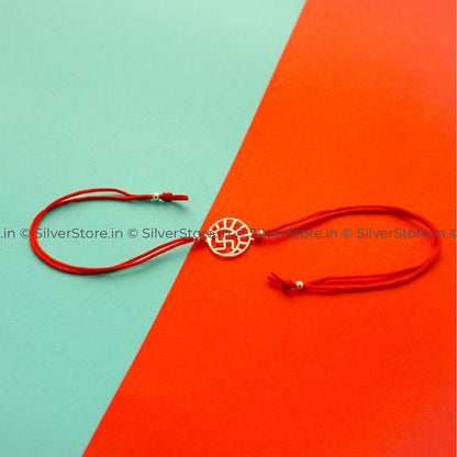 Silver Rakhi For Brother - Swastik Pattern R4