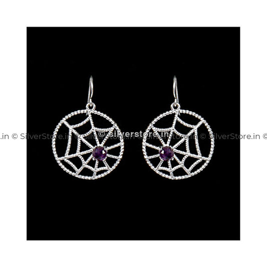 Silver Round Web Earing