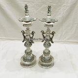 Silver Samay Diya - Laxmi Pattern 925 Silver 15.5 Inches Height