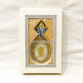 Silver Shreenathji Coin For Gift - 10 Grams Gangajamna With Velvet Gift Box