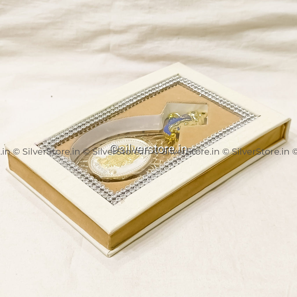 Silver Shreenathji Coin For Gift - 10 Grams Gangajamna With Velvet Gift Box