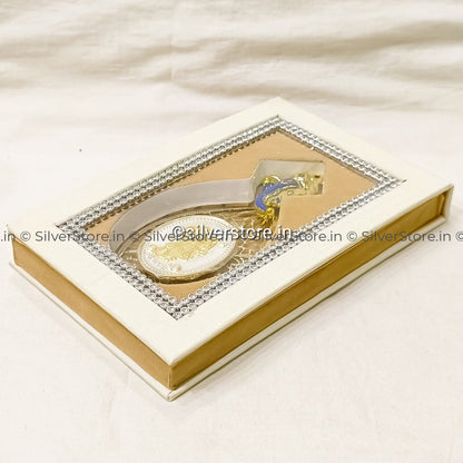 Silver Shreenathji Coin For Gift - 10 Grams Gangajamna With Velvet Gift Box