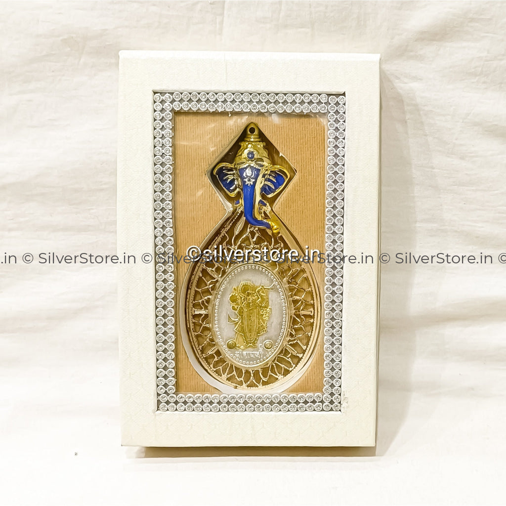 Silver Shreenathji Coin For Gift - 10 Grams Gangajamna With Velvet Gift Box
