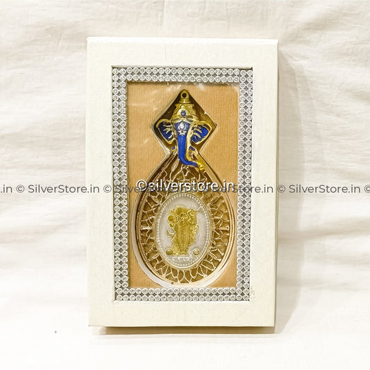 Silver Shreenathji Coin For Gift - 10 Grams Gangajamna With Velvet Gift Box