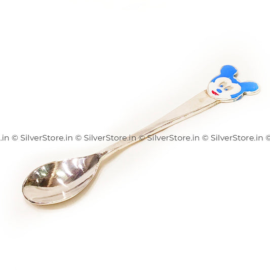Silver Spoon For Baby - 925 Silver Blue Mickey Baby Gifts