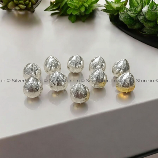 Silver Supari - Silver Nuts - Pack of 10 (small size) pooja item