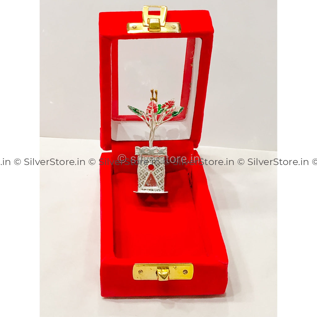 Silver Tulsi With Velvet Box For Return Gift