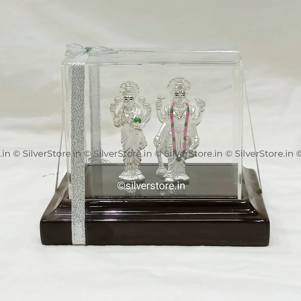 Silver Vishnu-Laxmi Idol - 999 Silver Idol