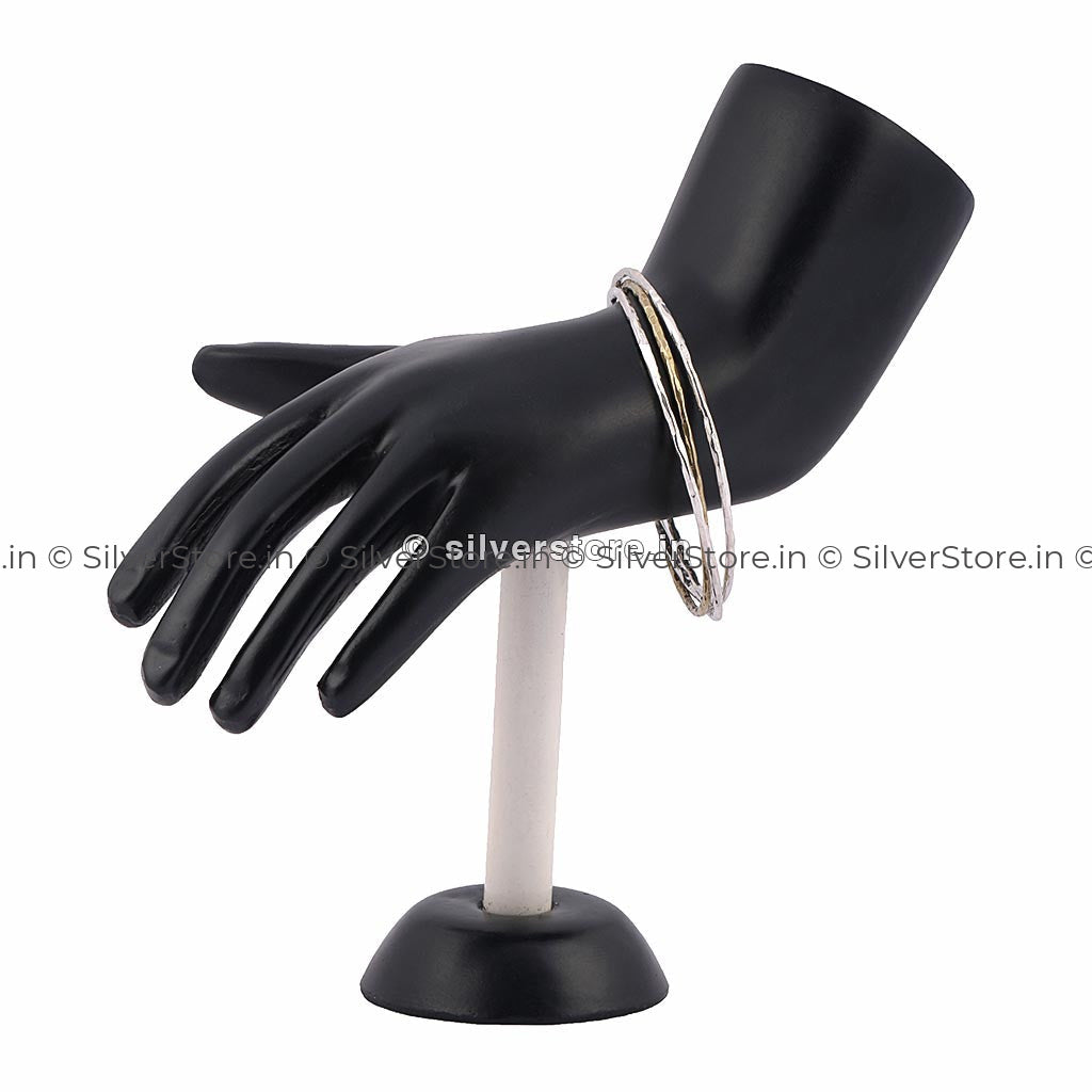 Silver Womens Trendy Bangles - Jumbled Design Bracelets