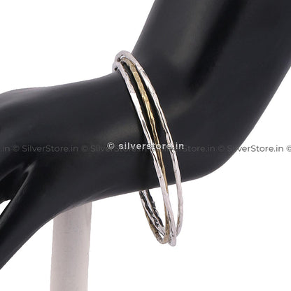 Silver Womens Trendy Bangles - Jumbled Design Bracelets