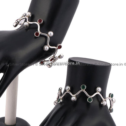 Silver Zigzag Womens Bangle Bracelets