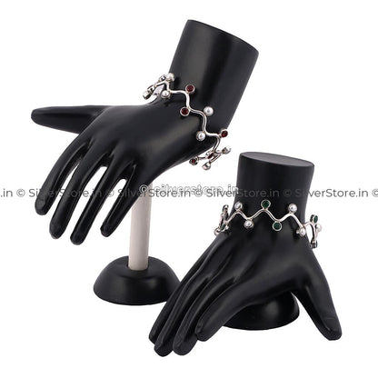 Silver Zigzag Womens Bangle Bracelets