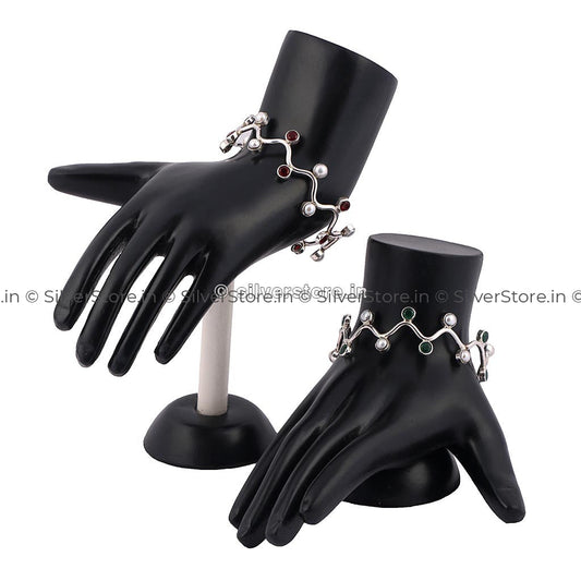 Silver Zigzag Womens Bangle Bracelets