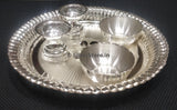 925 Silver Pooja Thali Set - Pack Of 5 Pc 8 Size Silver Pooja