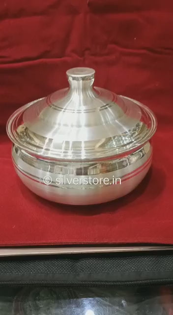 Silver serving bowl with lid - 990 bis hallmark – SilverStore.in